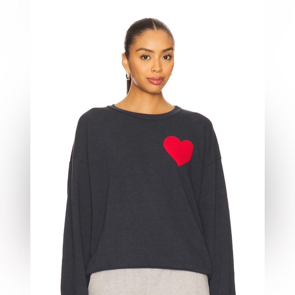 Aviator Nation Heart Embroidery Crew Sweatshirt